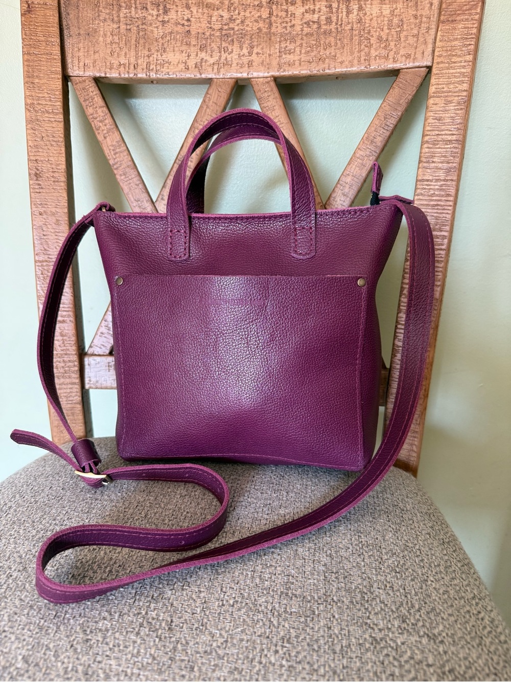 BNNU Portland Leather Zippered Mini Crossbody - Violet Moon
